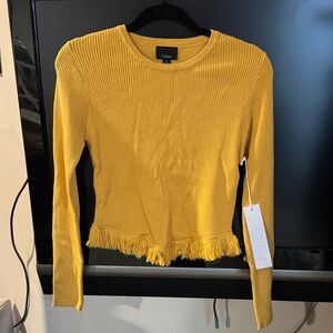 Lumiere Mustard Ribbed Long Sleeve with Fringe